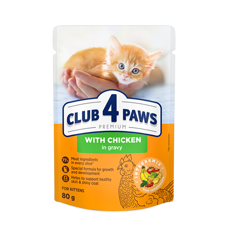 Club 4 Paws Premium wet cat food in gravy –  Kitten Chicken
