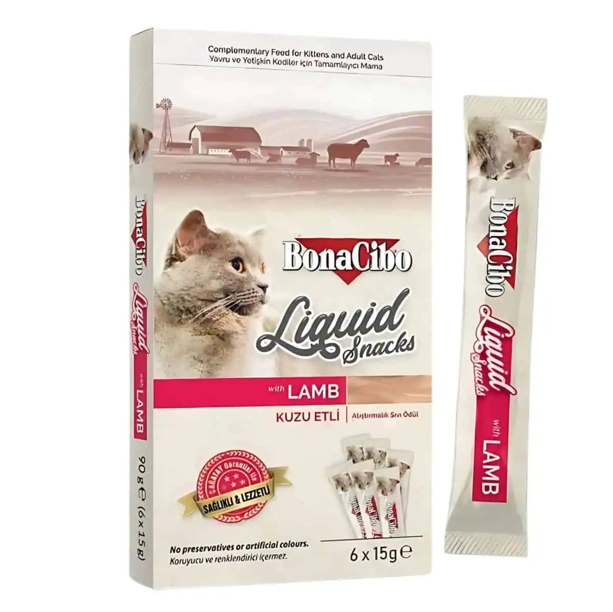 BonaCibo Liquid Cat Snacks with Lamb (6x15g)