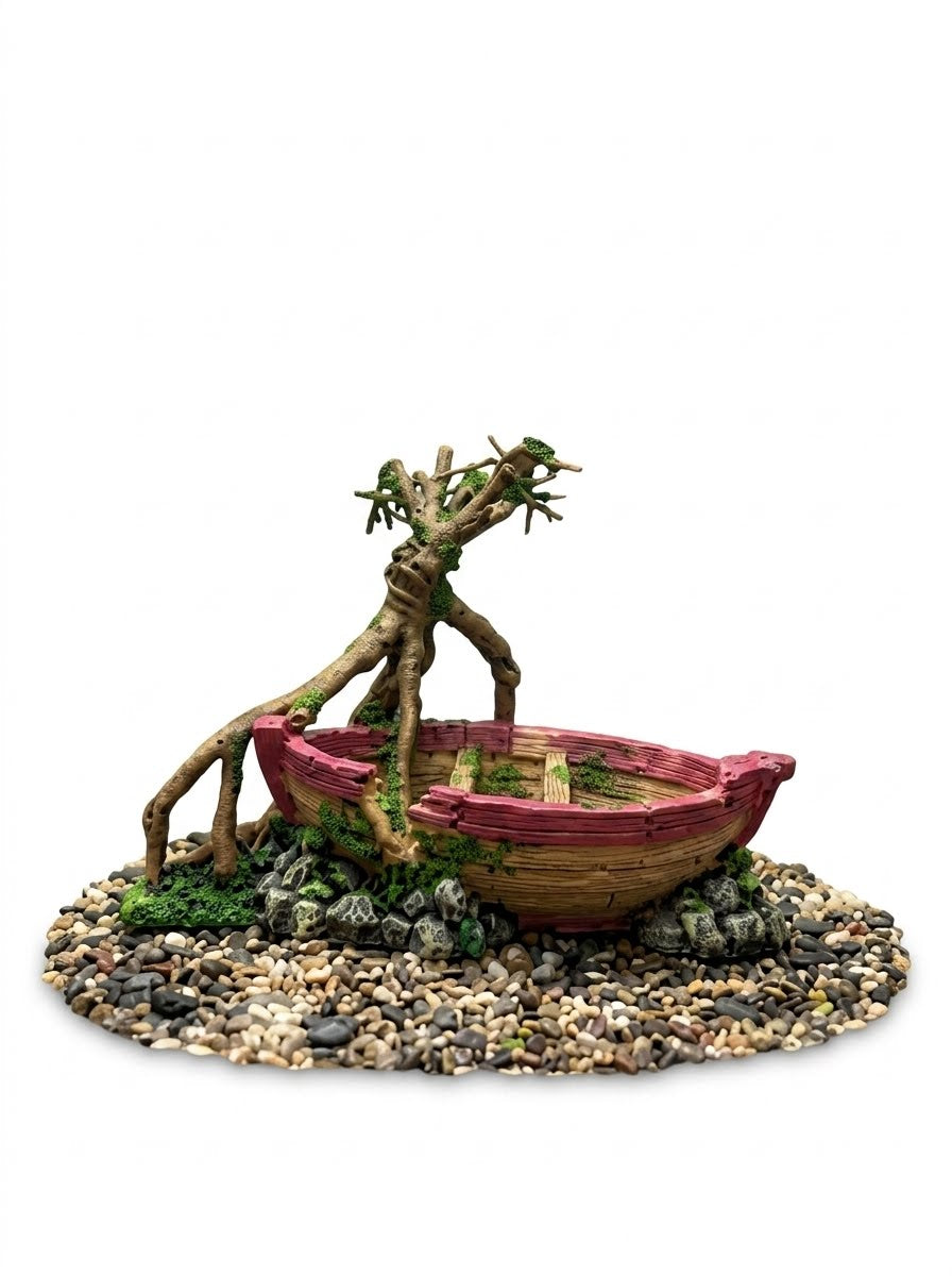 Realistic Sunken Ship & Tree Root Aquarium Ornament