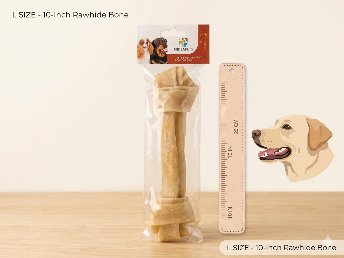 MideaPet 100% Natural Knotted Rawhide Dog Bone