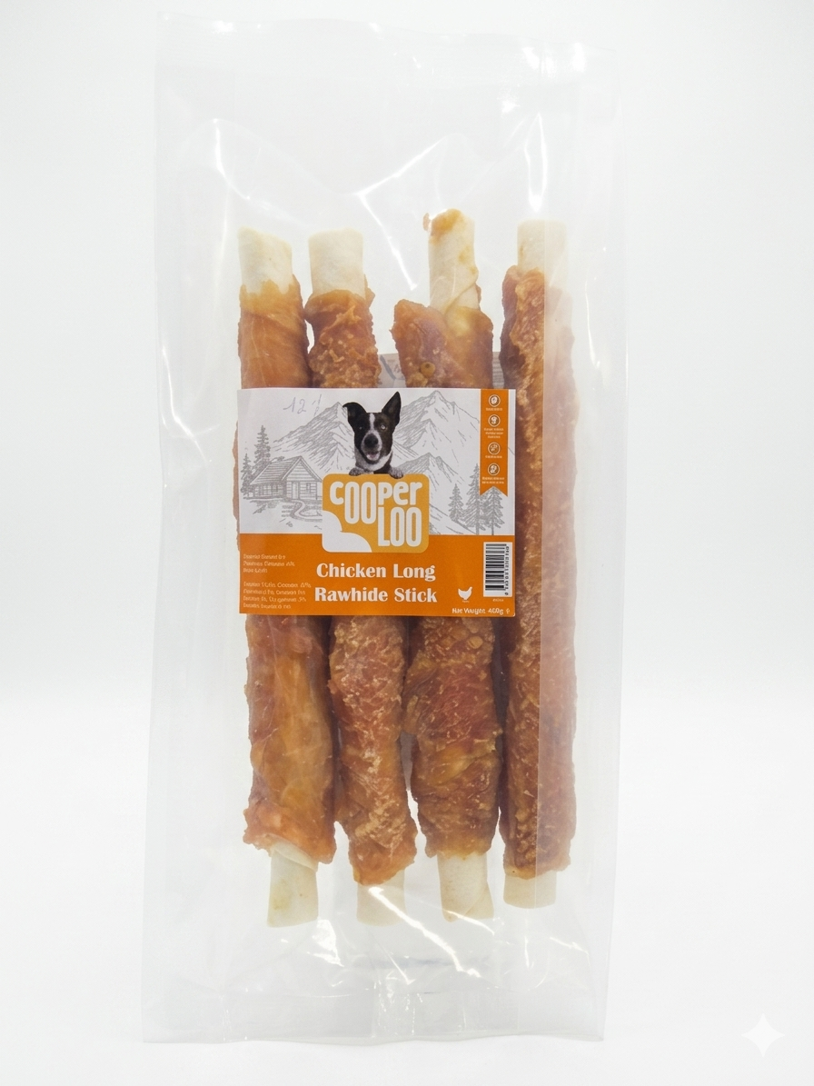 Cooper Loo Chicken Long Rawhide Stick Dog Chews (450g)