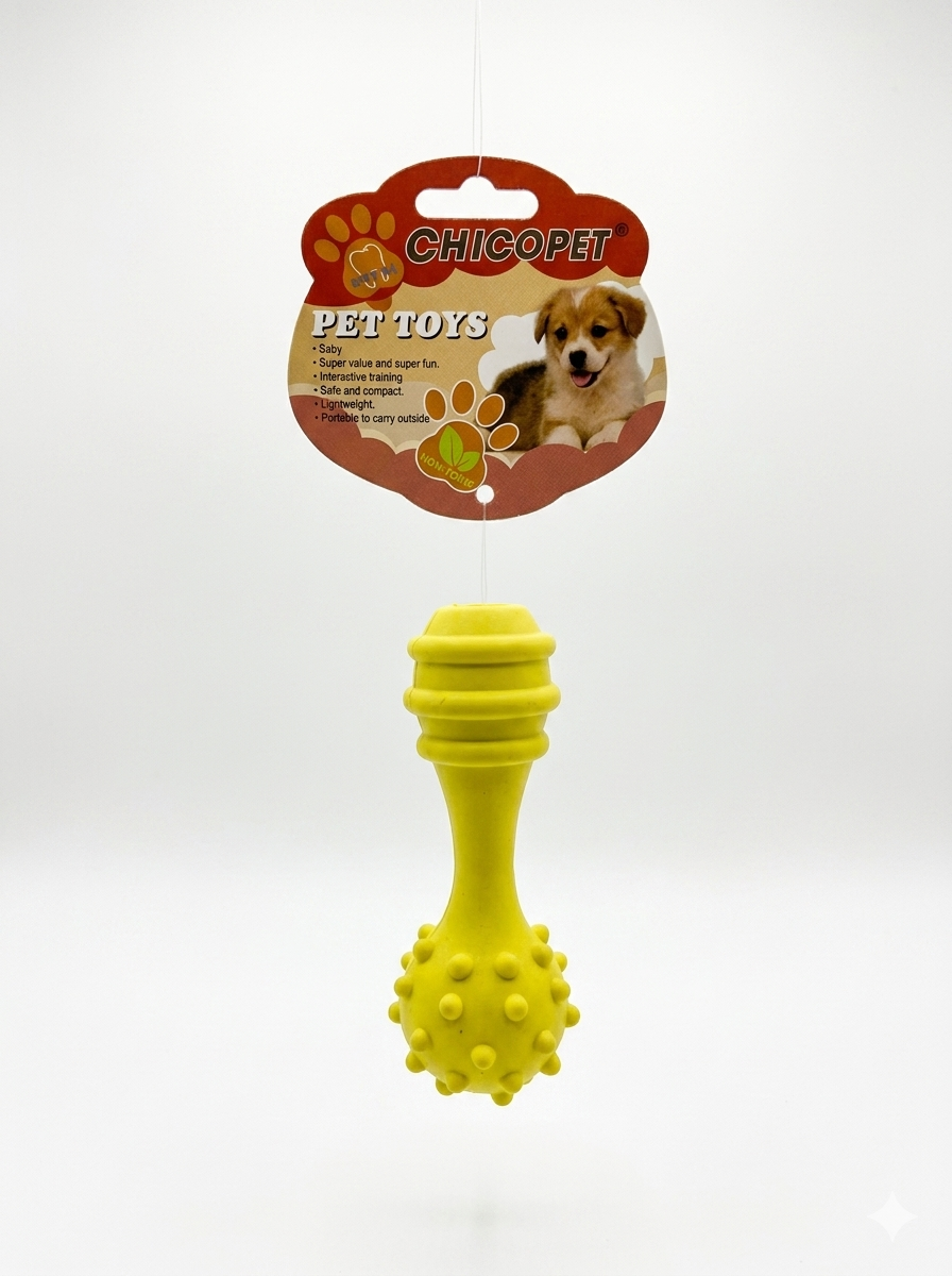 Chicopet Textured Rubber Dumbbell Dog Chew Toy - Lime Green