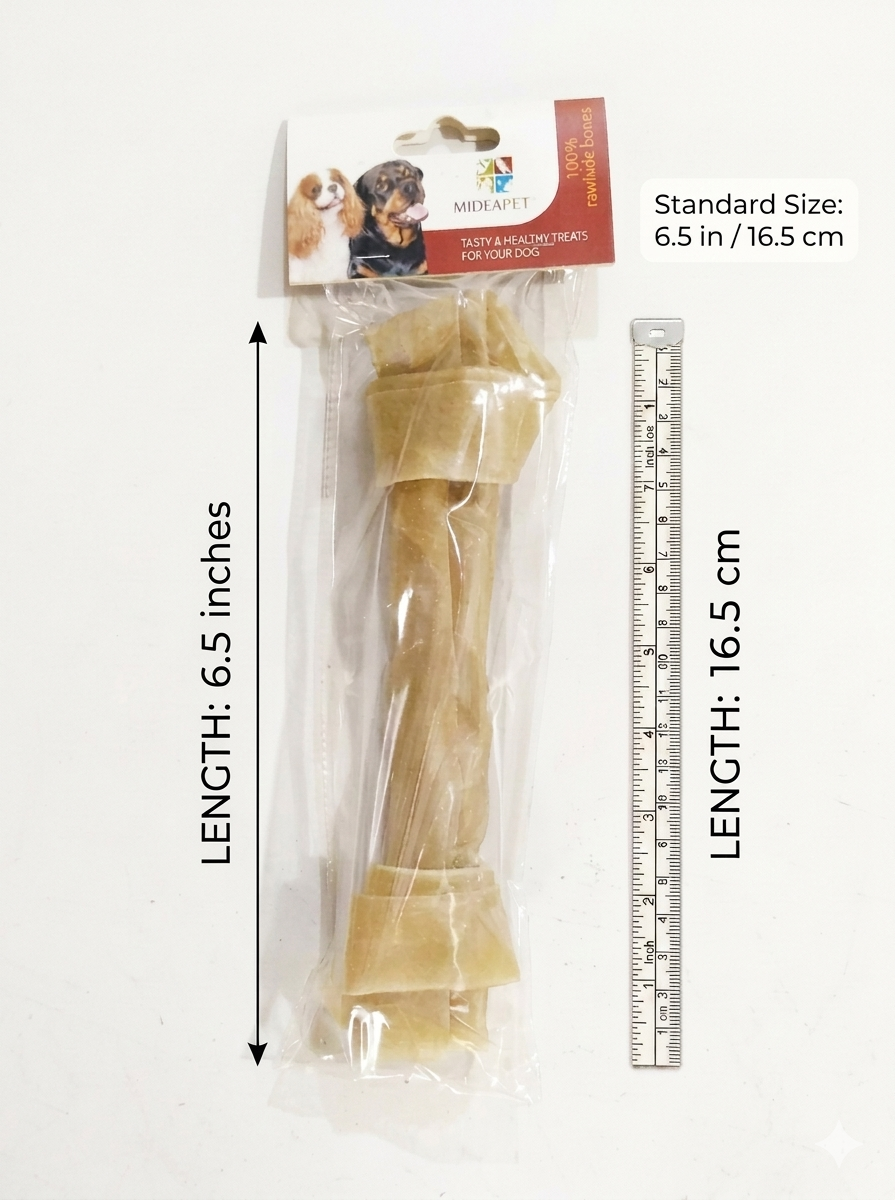 MideaPet 100% Natural Knotted Rawhide Dog Bone