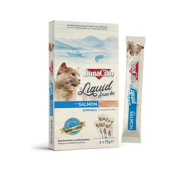 BonaCibo Liquid Cat Snacks with Salmon (6x15g)